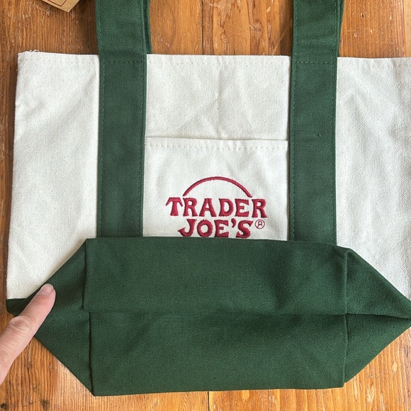 NWT Trader Joe's Mini Canvas Tote Bag - GREEN - Picture 7 of 11